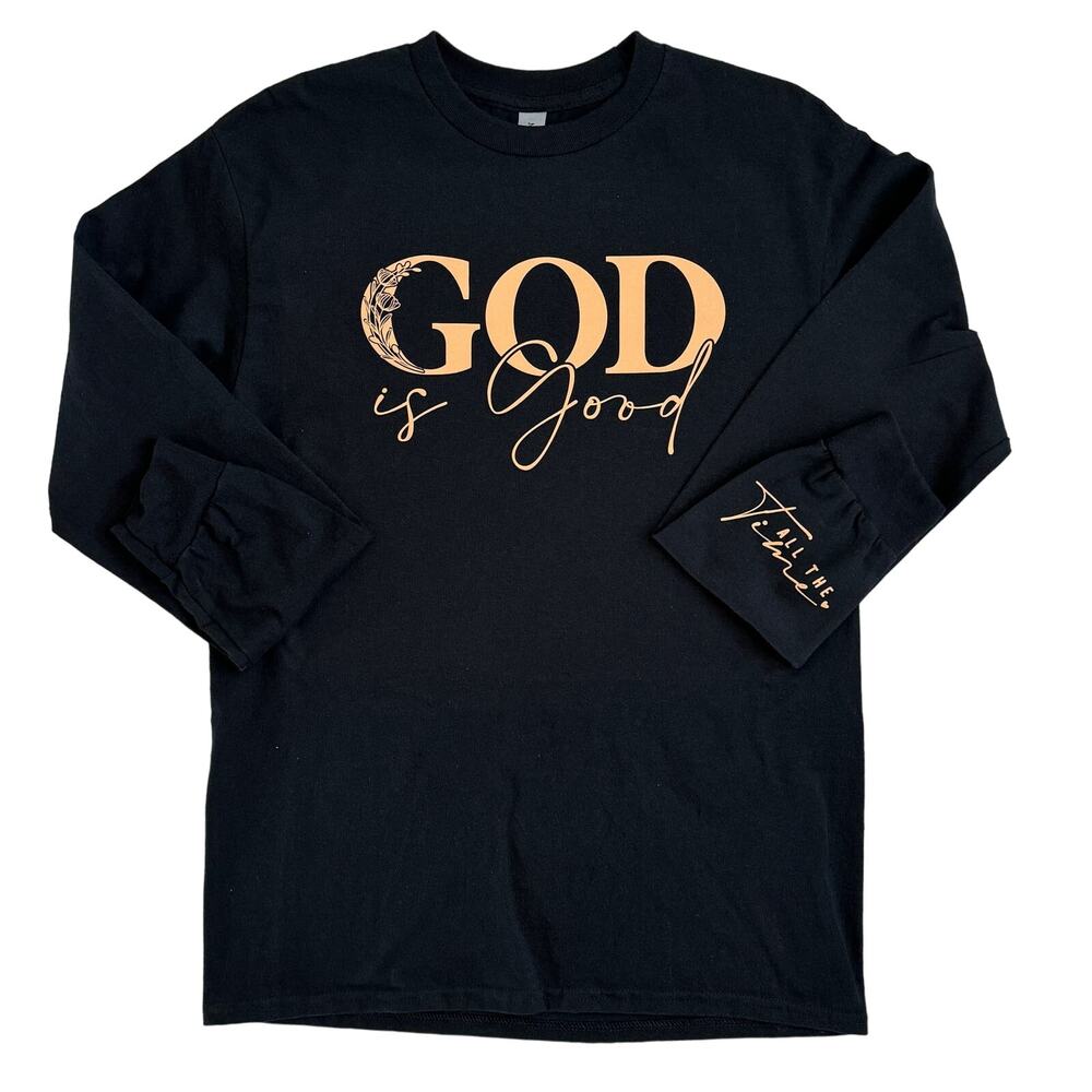 “God is Good” Black X-Large Women's T-Shirt Long Sleeve - Picture 2 of 6